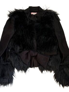 Phoebe Couture Black Faux Fur Sweater Jacket